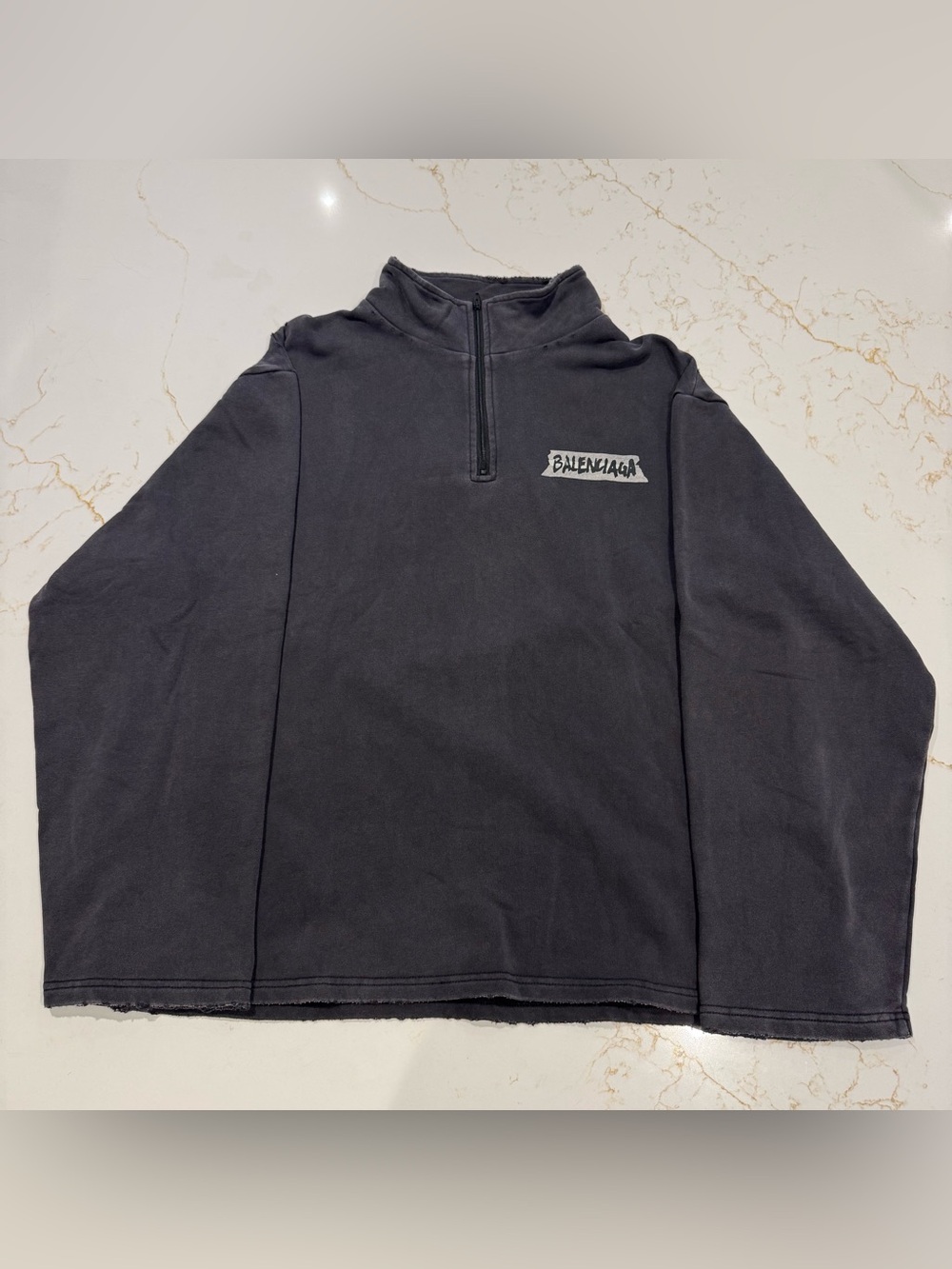 Balenciaga Distressed Zipped Sweatshirt Large